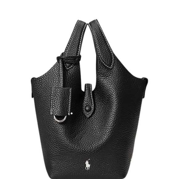 Ralph Lauren Polo Play small leather tote / crossbody bag in black leather NWT - Picture 9 of 13